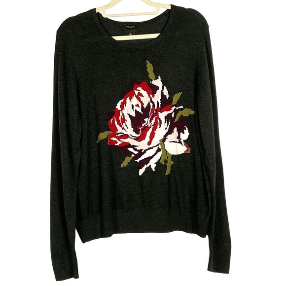 Ann Taylor Factory long-sleeve pullover sweater, dark gray, XL - Picture 2 of 8